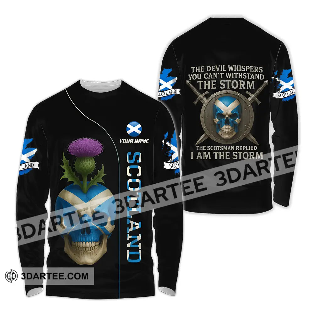 Unisex Shirt - Custom The Devil Whispers You Cannot Withstand The Storm Scotland Shirt Long Sleeve Shirt / S T-shirt