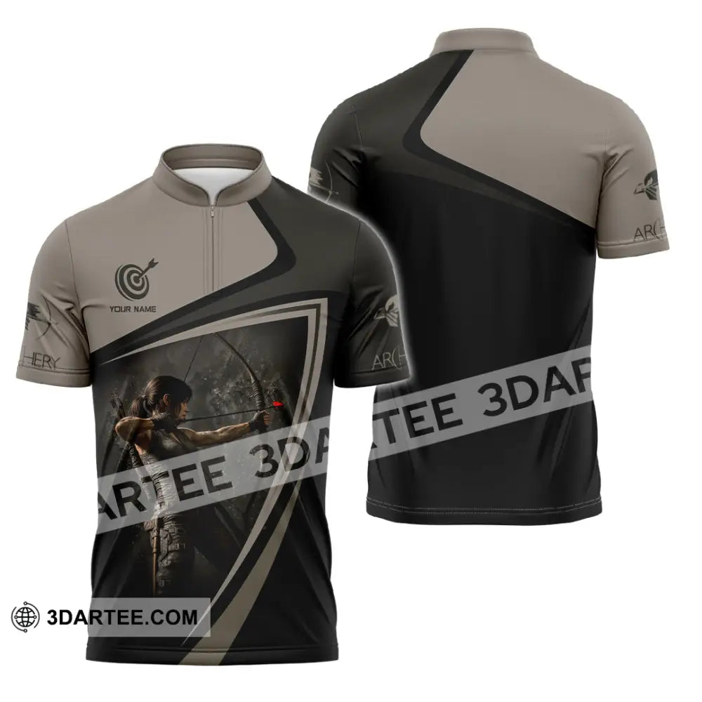 Unisex Shirt - Custom Warrior Archery Shirt Zipper Polo Shirt / S T-shirt