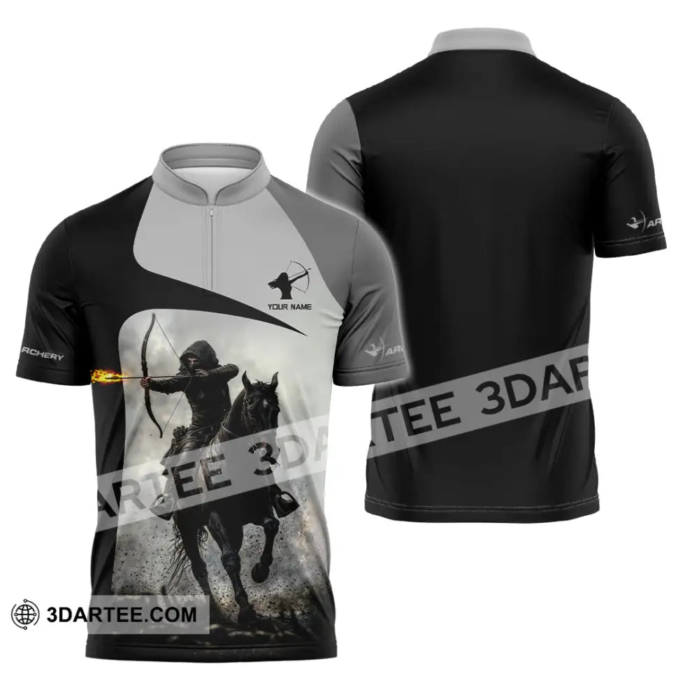 Unisex Shirt - Custom Warrior Horseman Archery Shirt Zipper Polo Shirt / S T-shirt