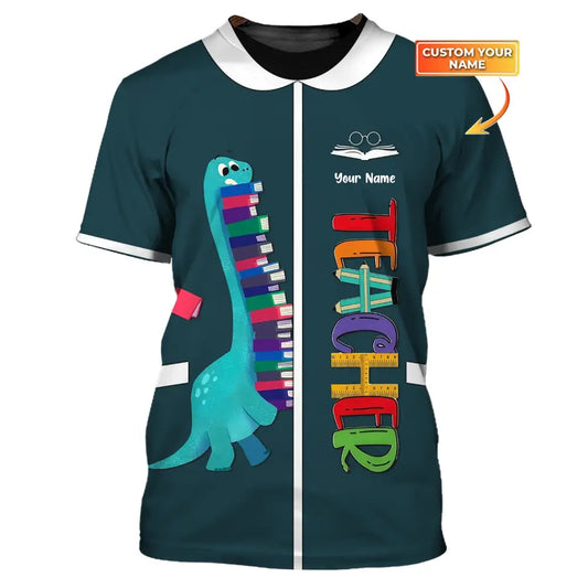 Unisex Shirt Teacher Hoodie Dinosaur Gift For Teachers T-Shirt / S