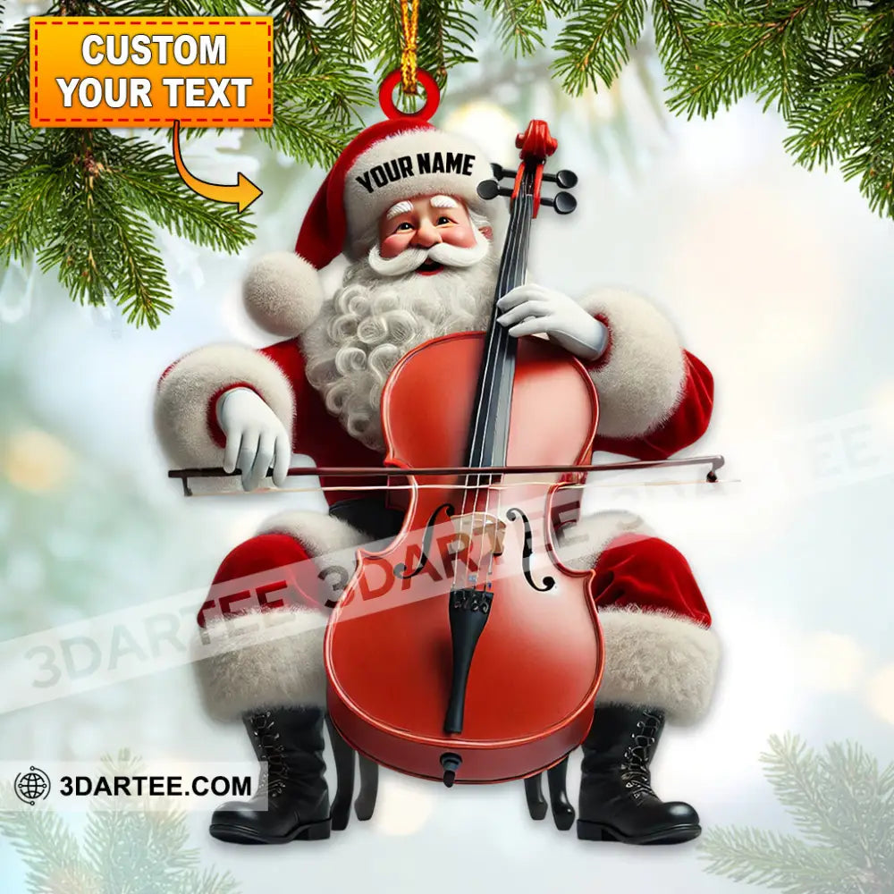Upright Bass Santa Home Decor Christmas Ornament Personalized Ornament 3.54’’ / 1 Ornament Ornament