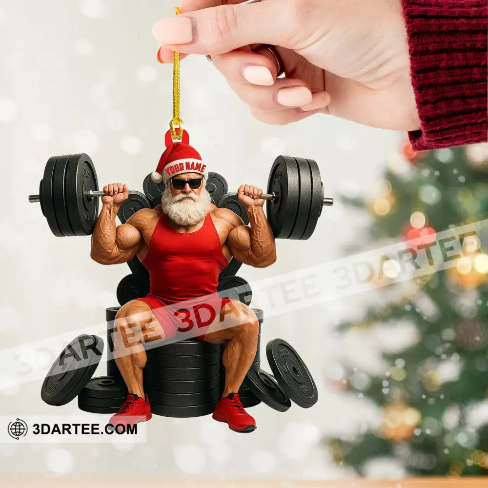 Weightlifting Santa Home Decor Christmas Ornament Personalized Ornament Ornament