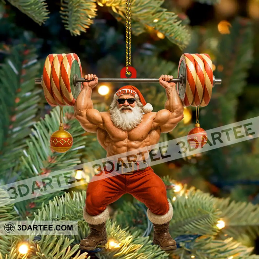 Weightlifting Santa Home Decor Christmas Ornament Personalized Ornament Ornament