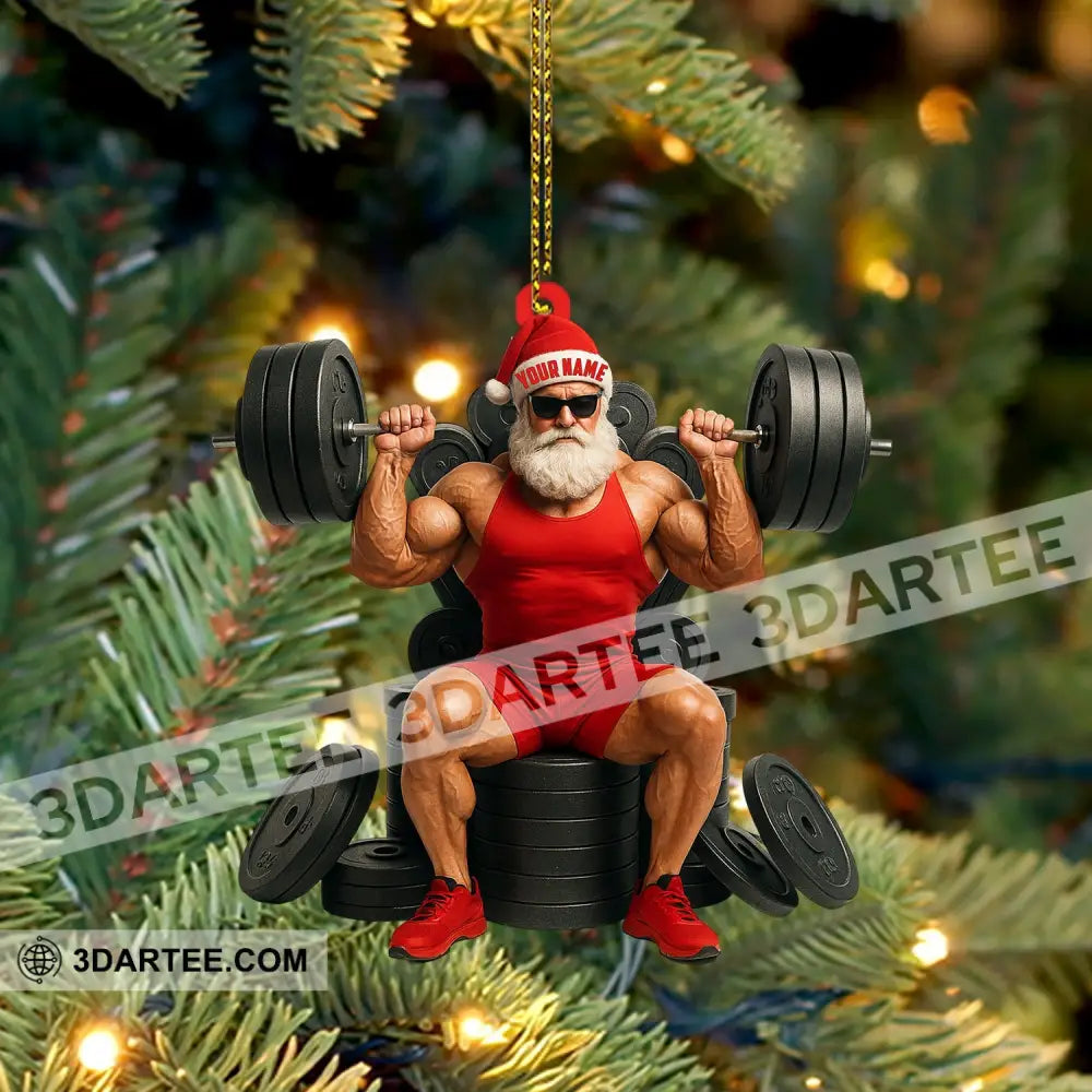 Weightlifting Santa Home Decor Christmas Ornament Personalized Ornament Ornament