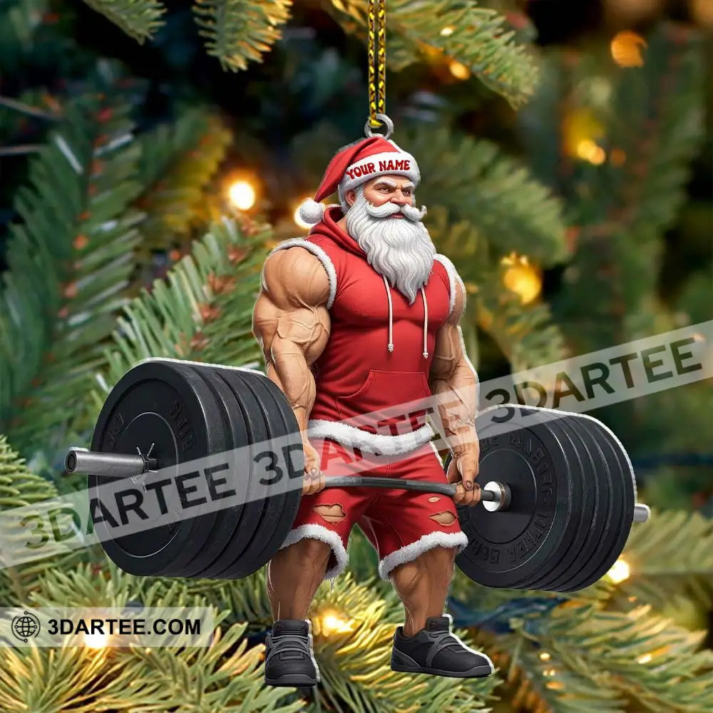 Weightlifting Santa Home Decor Christmas Ornament Personalized Ornament Ornament