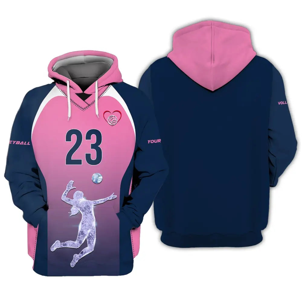 Woman Shirt Custom Name And Number Volleyball Hoodie Team T-Shirt Gift For Players / S
