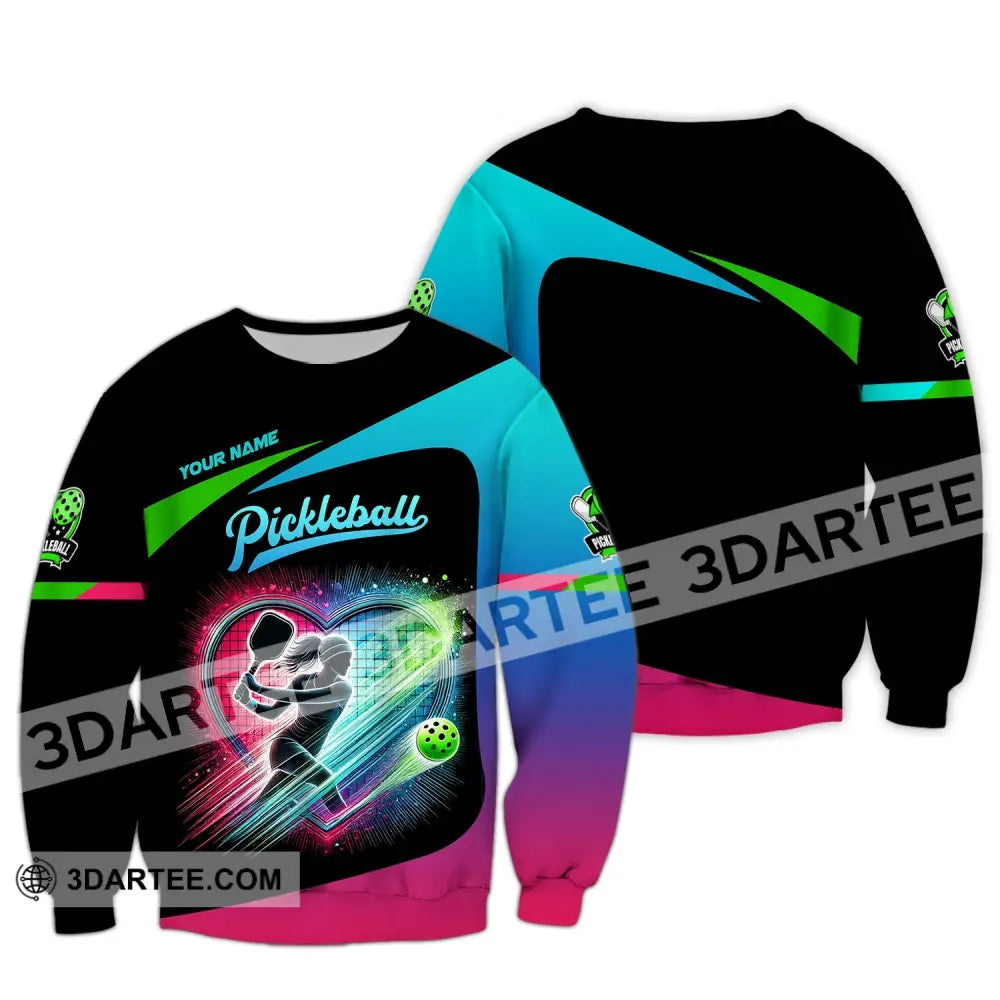 Woman Shirt Custom Name Pickleball T-Shirt For Club Gift Players Long Sleeve / S T-Shirt