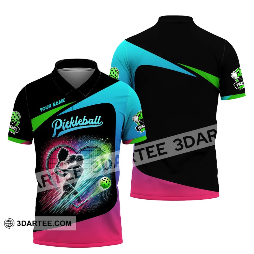 Woman Shirt Custom Name Pickleball T-Shirt For Club Gift Players Polo / S T-Shirt