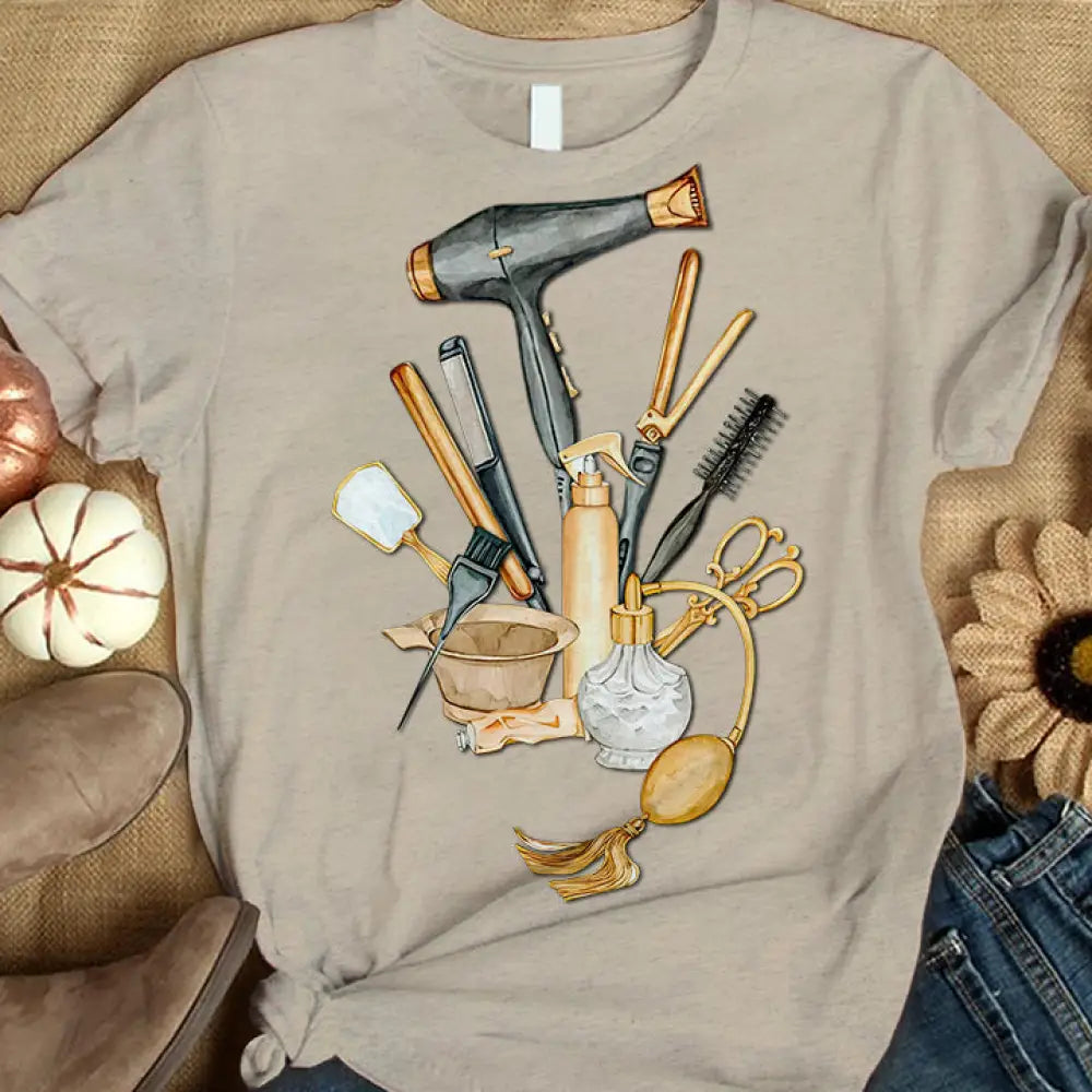 Woman T-Shirt Hairdresser Tshirt Shirt For Hairstylists Classic Tee / Beige S T-Shirt