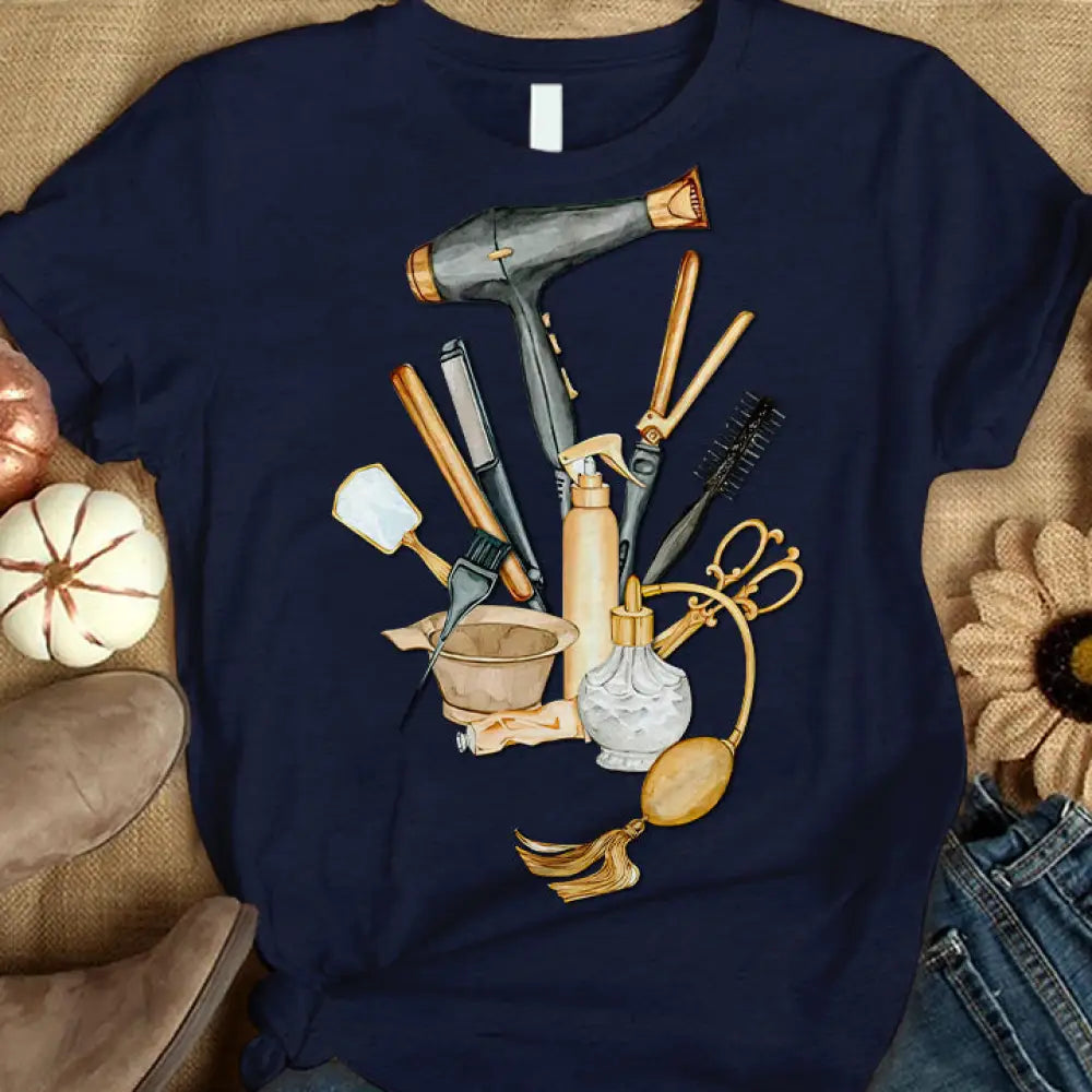 Woman T-Shirt Hairdresser Tshirt Shirt For Hairstylists Classic Tee / Dark Blue S T-Shirt
