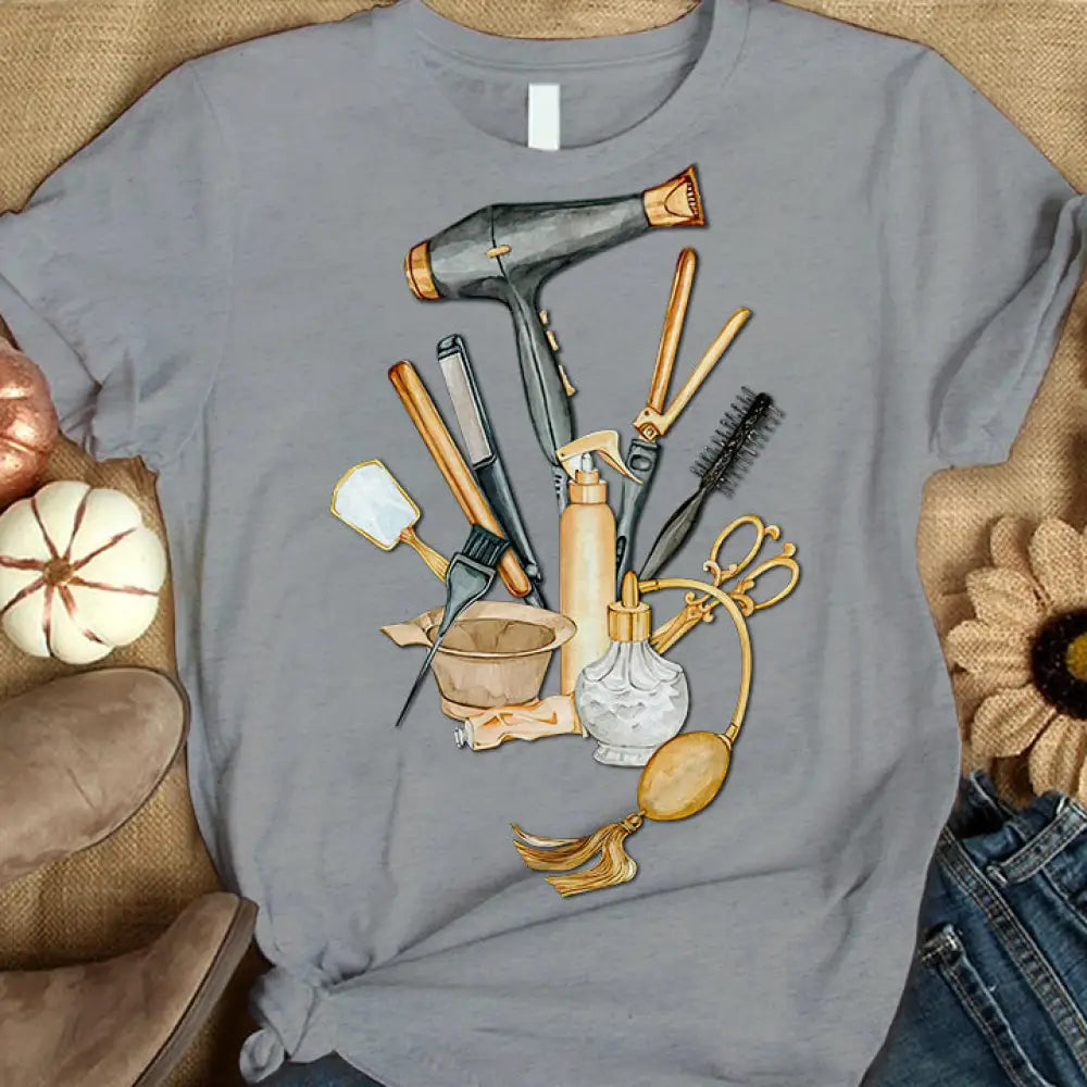 Woman T-Shirt Hairdresser Tshirt Shirt For Hairstylists Classic Tee / Gray S T-Shirt