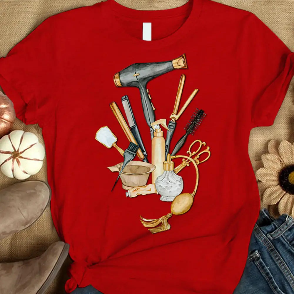 Woman T-Shirt Hairdresser Tshirt Shirt For Hairstylists Classic Tee / Red S T-Shirt