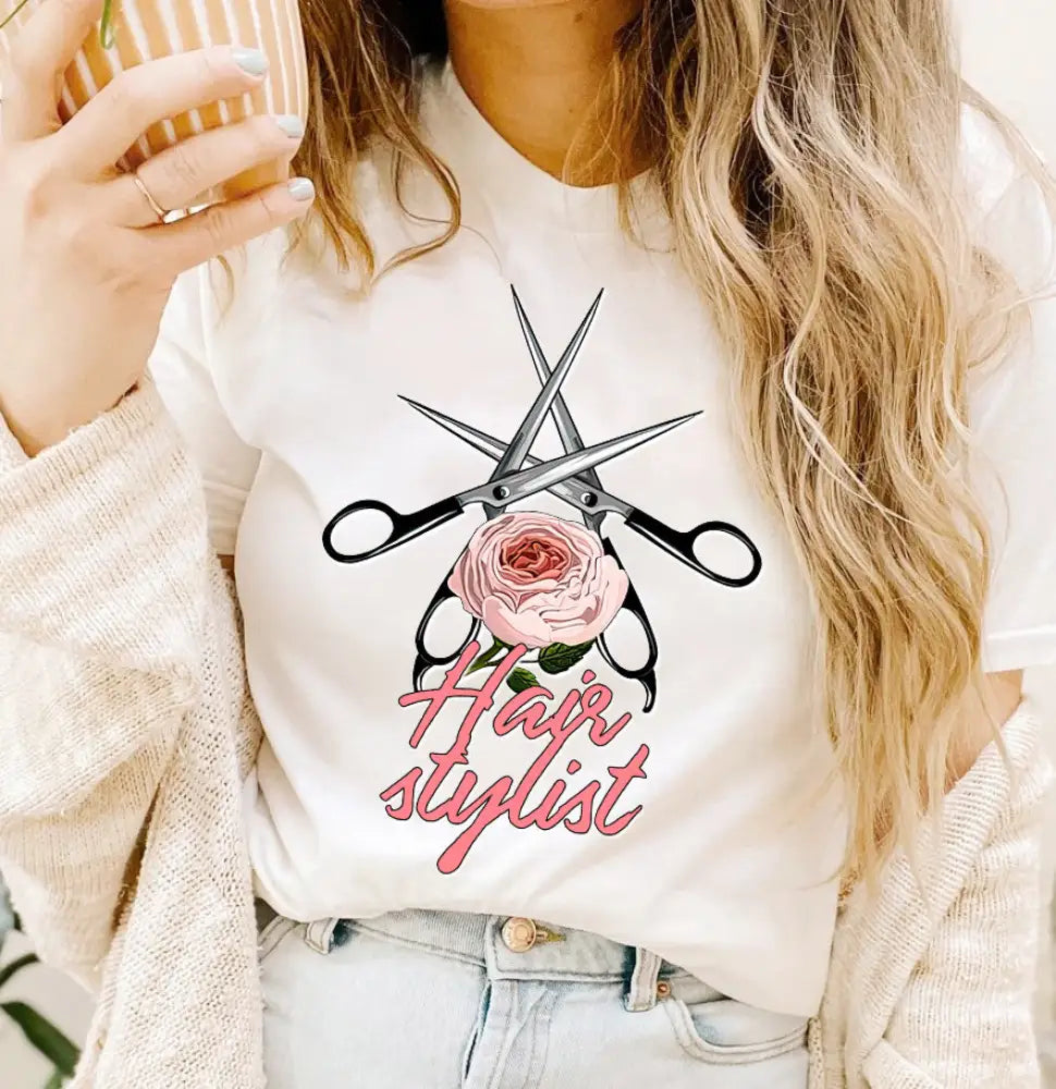 Woman T-Shirt Hairdresser Tshirt Shirt For Hairstylists Classic Tee / White S T-Shirt