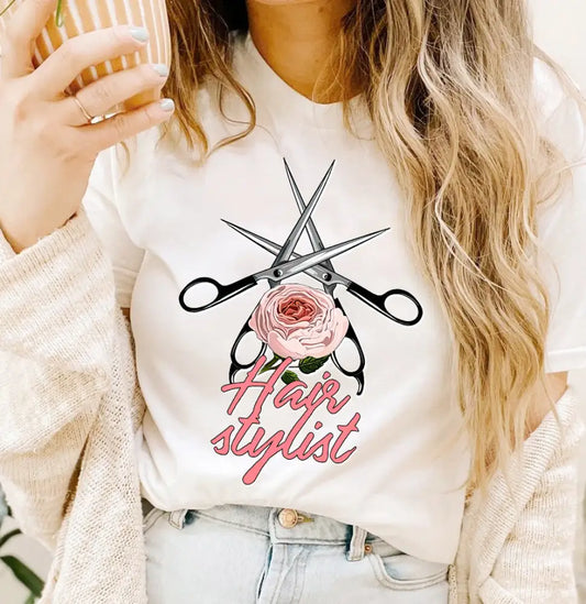 Woman T-Shirt Hairdresser Tshirt Shirt For Hairstylists Classic Tee / White S T-Shirt