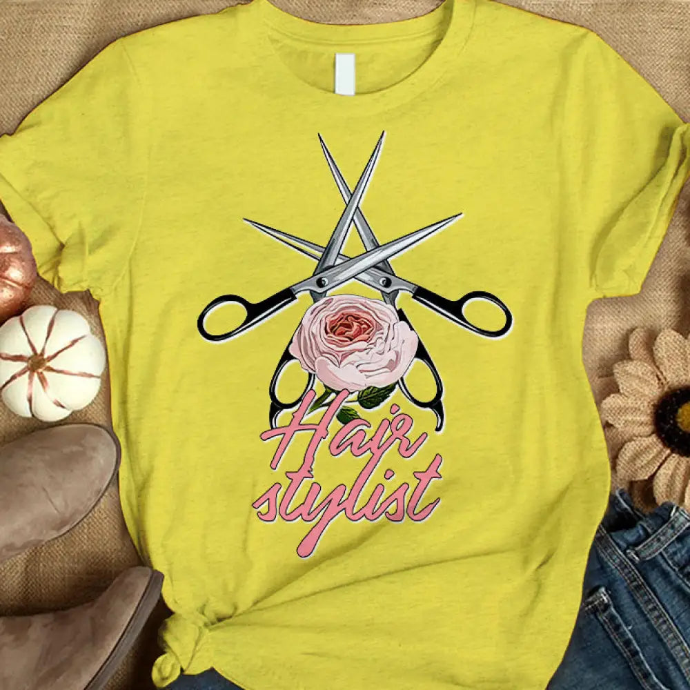 Woman T-Shirt Hairdresser Tshirt Shirt For Hairstylists Classic Tee / Yellow S T-Shirt