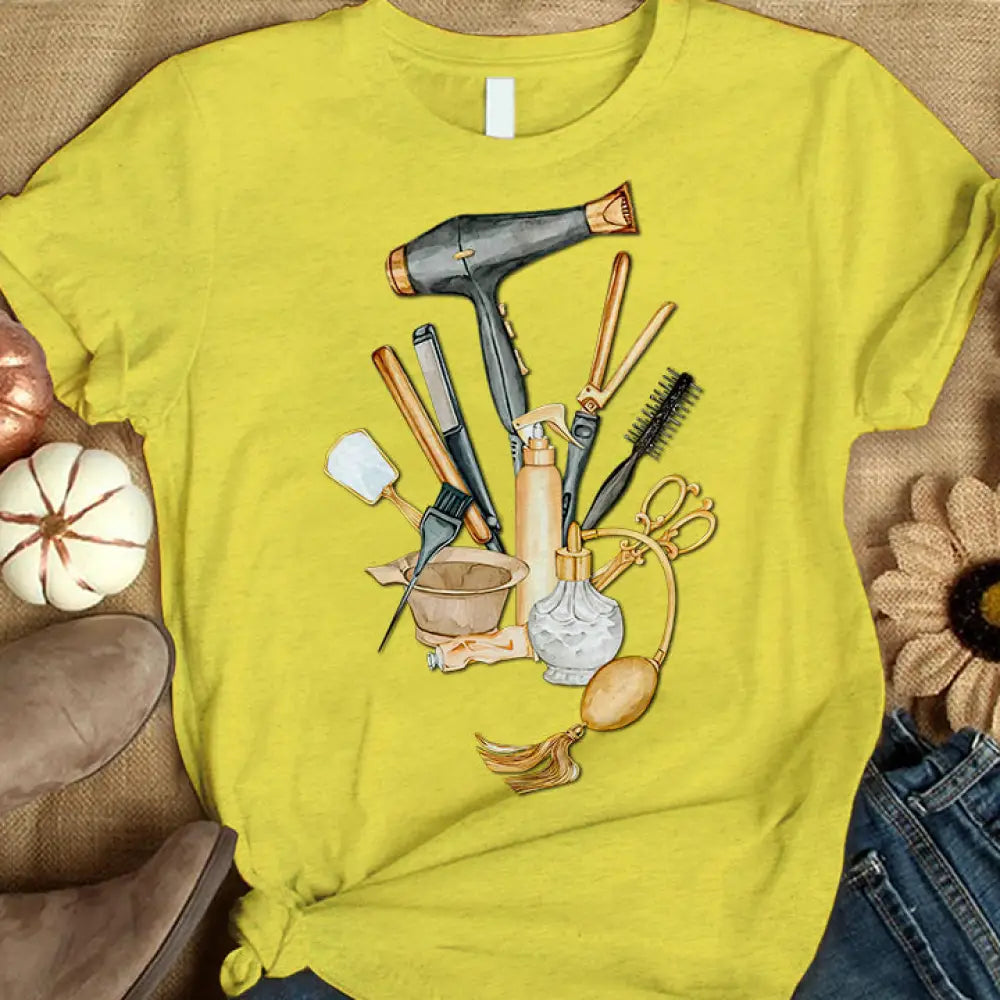 Woman T-Shirt Hairdresser Tshirt Shirt For Hairstylists Classic Tee / Yellow S T-Shirt