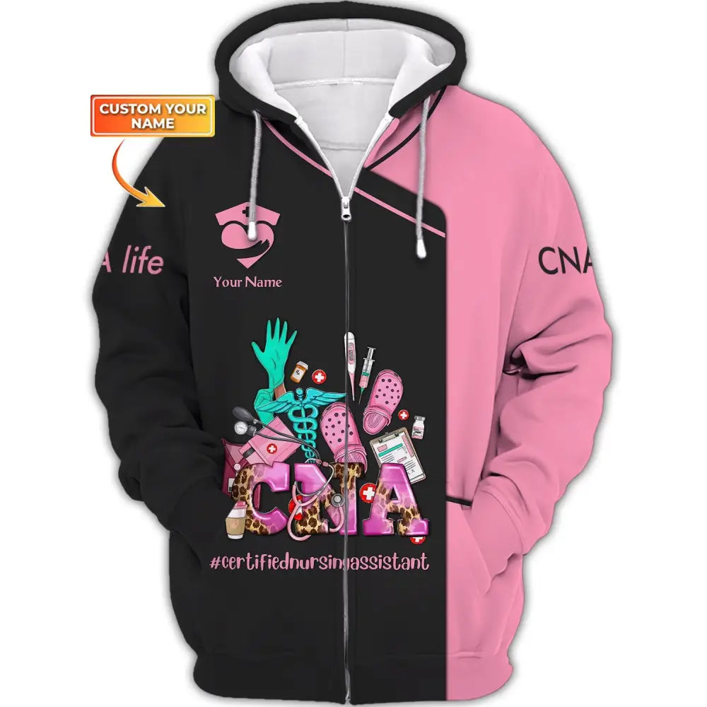 Women Shirt Cna Life T-Shirt For Nurses Zipper Hoodie / S