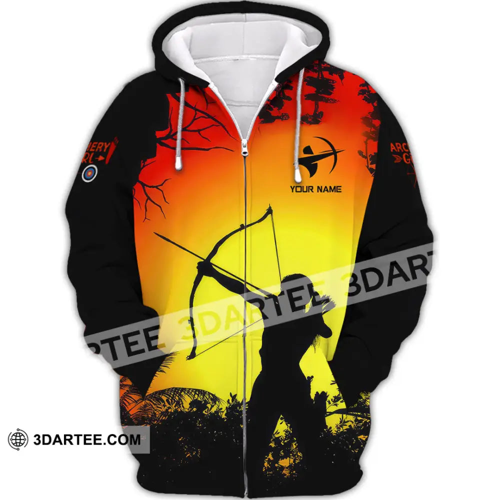 Women Shirt - Custom Archery Girl Lover Archery Player Shirt Zipper Hoodie / S T-shirt