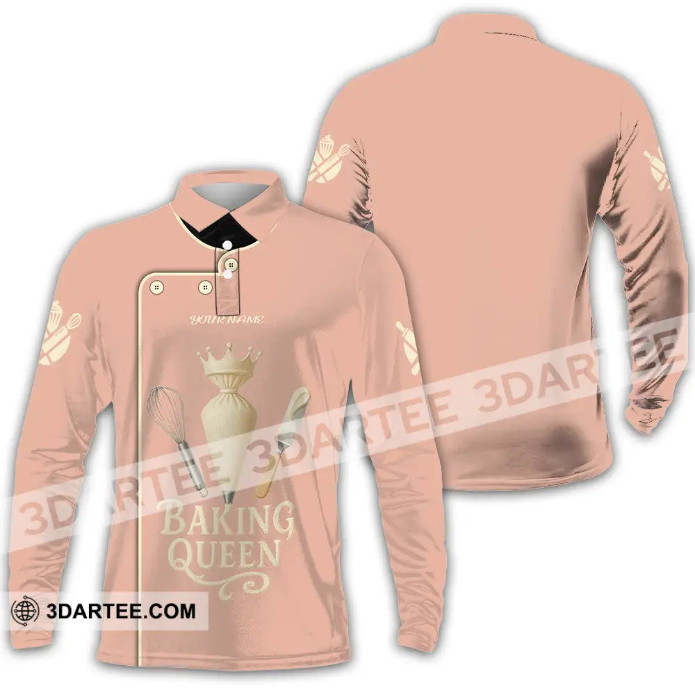 Women Shirt Custom Baking Queen Shirt Long Sleeve Polo / S T shirt