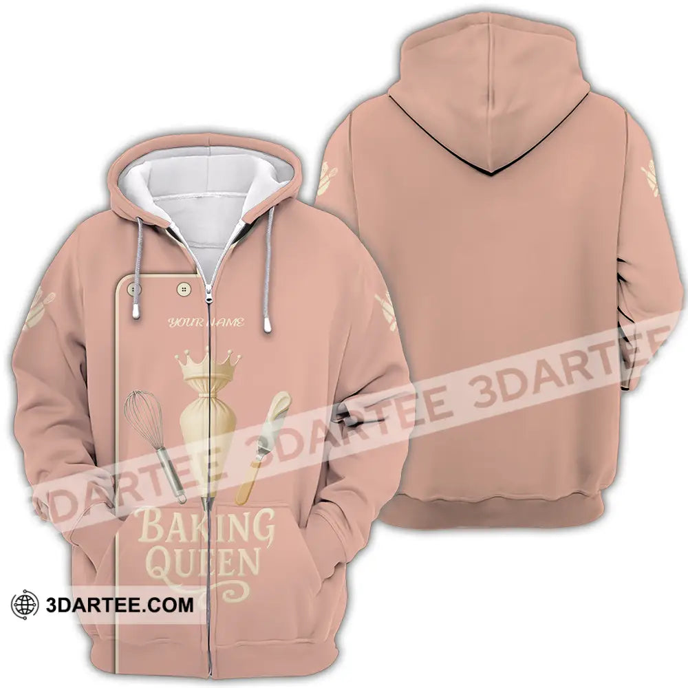 Women Shirt Custom Baking Queen Shirt Zipper Hoodie / S T shirt