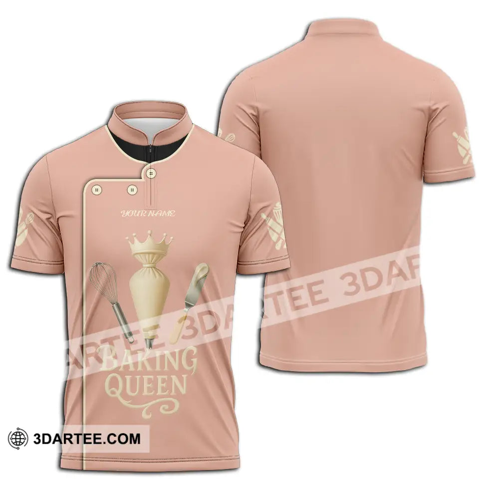 Women Shirt Custom Baking Queen Shirt Zipper Polo Shirt / S T shirt