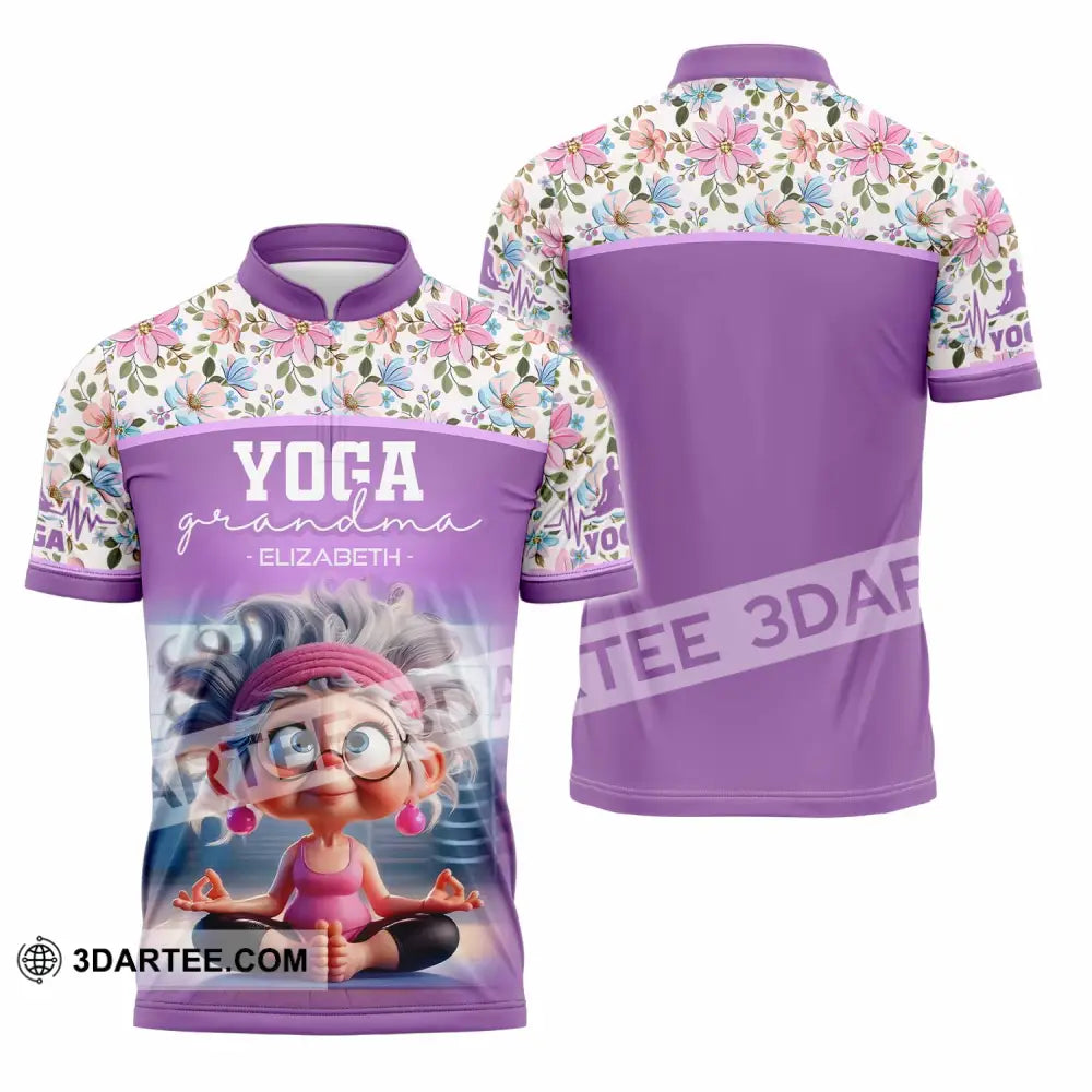 Women Shirt - Custom Chill Relax Yoga Granndma Shirt Zipper Polo Shirt / S T-shirt