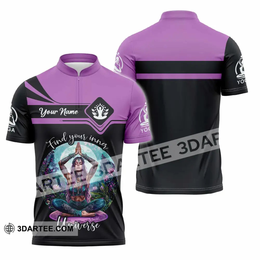 Women Shirt - Custom Find Your Inner Universe Yoga Shirt Zipper Polo Shirt / S T-shirt