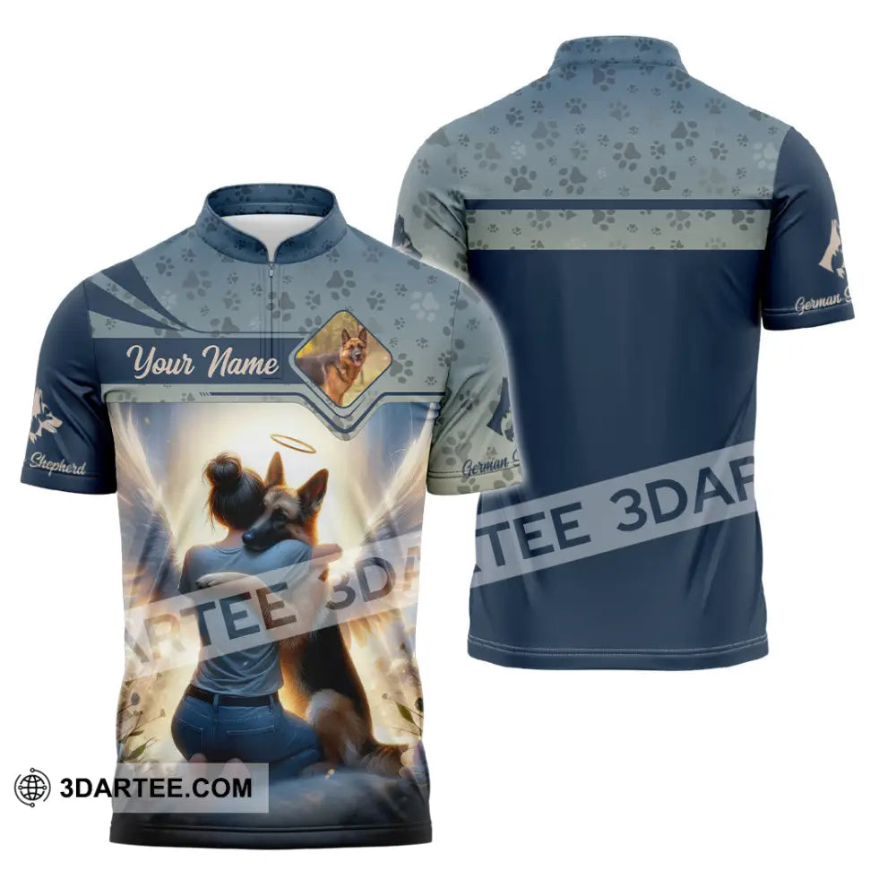 Women Shirt - Custom German Shepherd Shirt Zipper Polo Shirt / S T-shirt