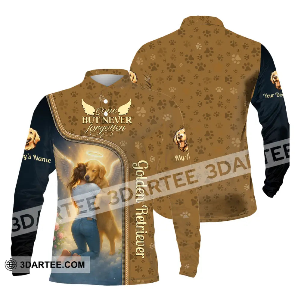 Women Shirt - Custom Golden Retriever Gone But Never Forgotten Shirt Long Sleeve Polo / S T-shirt