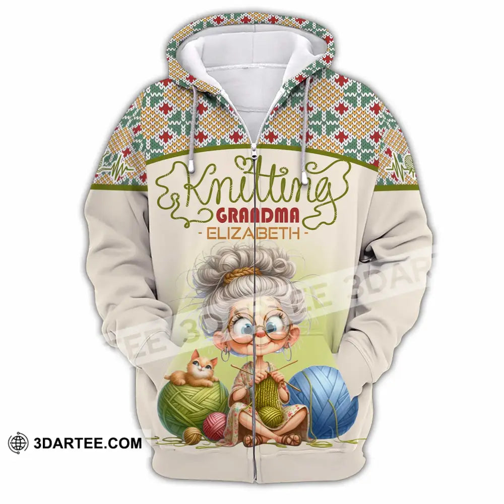 Women Shirt - Custom Knitting Grandma Shirt Zipper Hoodie / S T-shirt