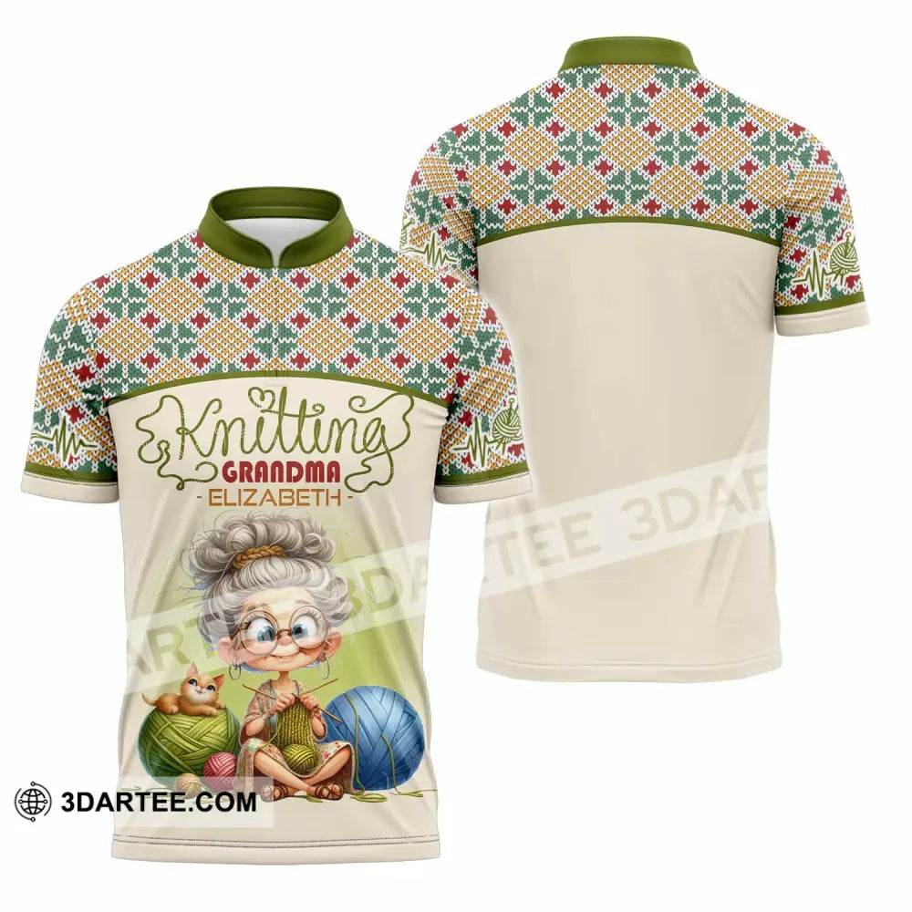 Women Shirt - Custom Knitting Grandma Shirt Zipper Polo Shirt / S T-shirt