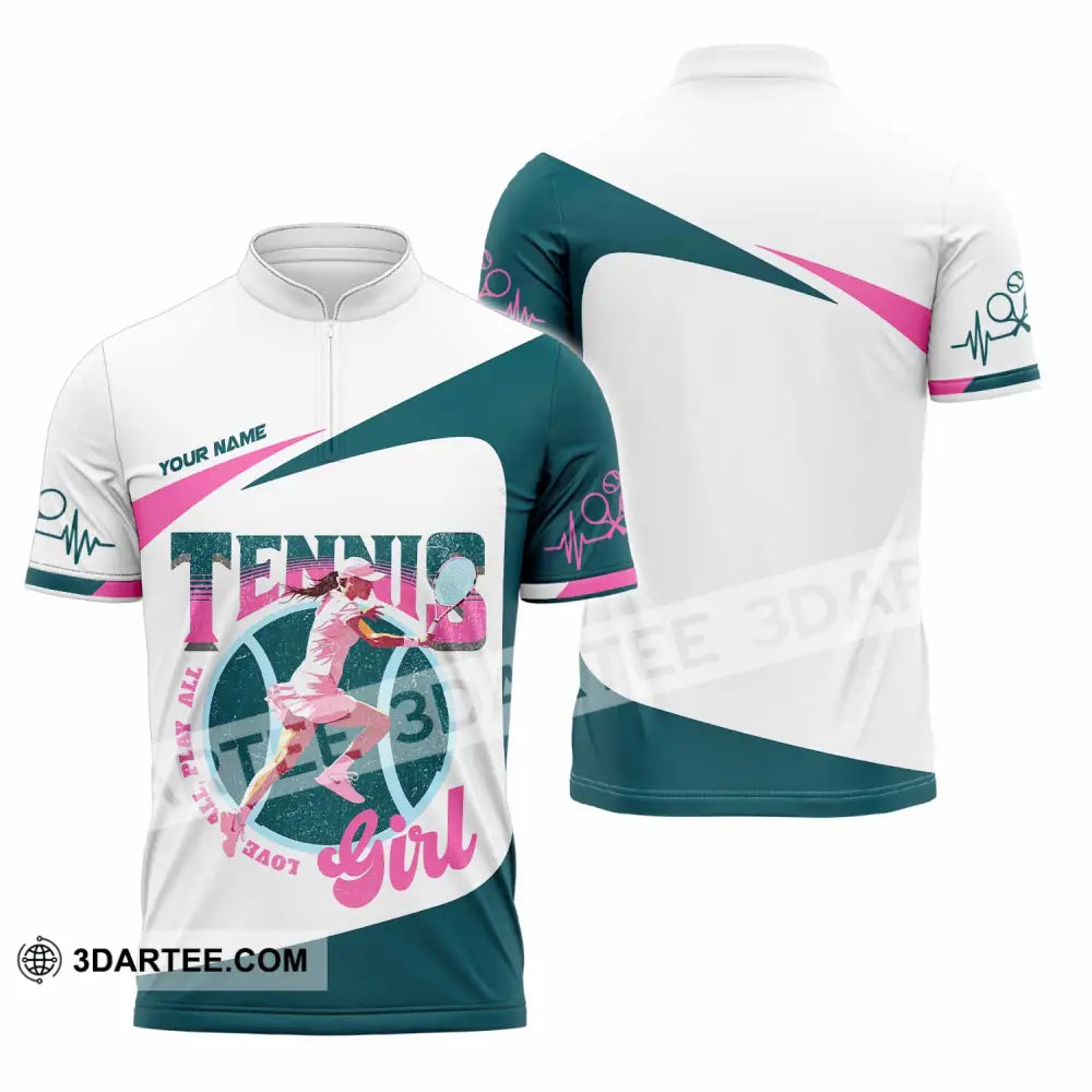 Women Shirt - Custom Love All Play All Tennis Lover Shirt Zipper Polo Shirt / S T-shirt