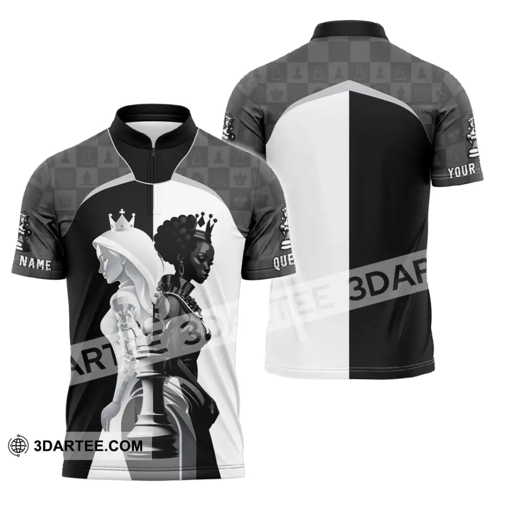 Women Shirt - Custom Queen Of Chess Shirt Zipper Polo Shirt / S T-shirt