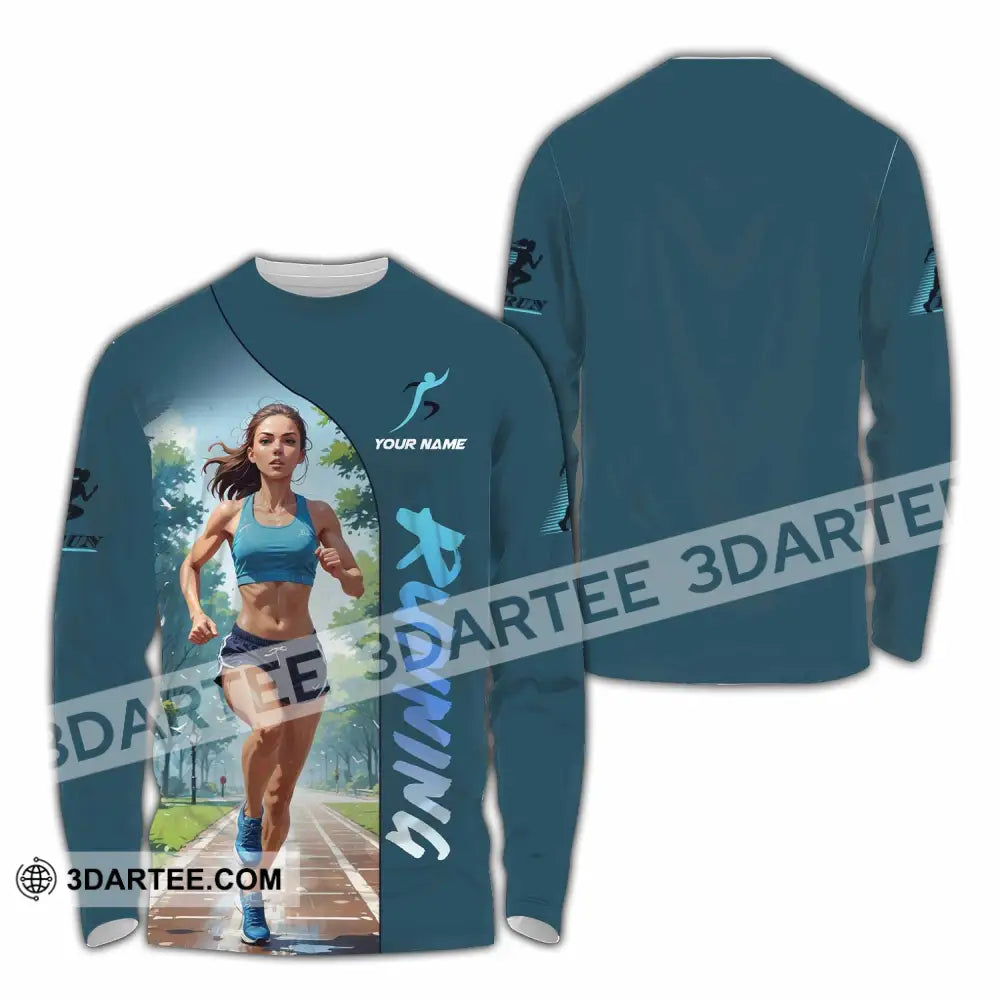 Women Shirt - Custom Running Woman Runner Sporty Shirt Long Sleeve Shirt / S T-shirt