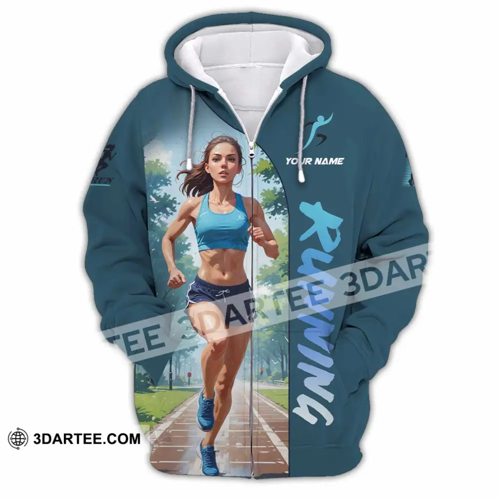Women Shirt - Custom Running Woman Runner Sporty Shirt Zipper Hoodie / S T-shirt