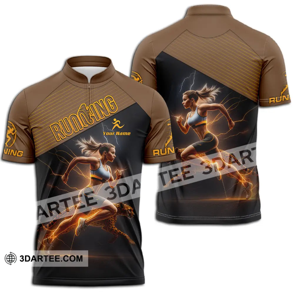 Women Shirt - Custom Woman Running Shirt Zipper Polo Shirt / S T-shirt