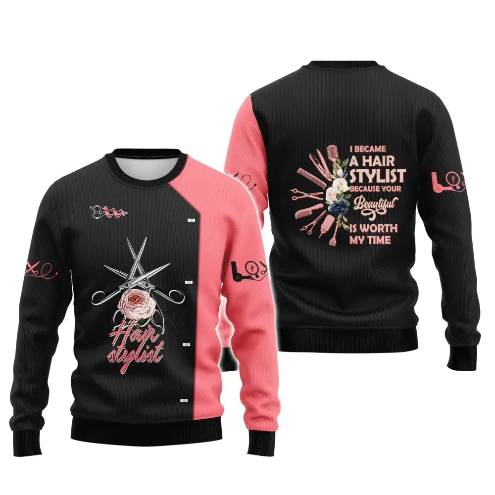 Women Shirt Hair Stylist Hairdresser Hoodie Sportwear T-Shirt