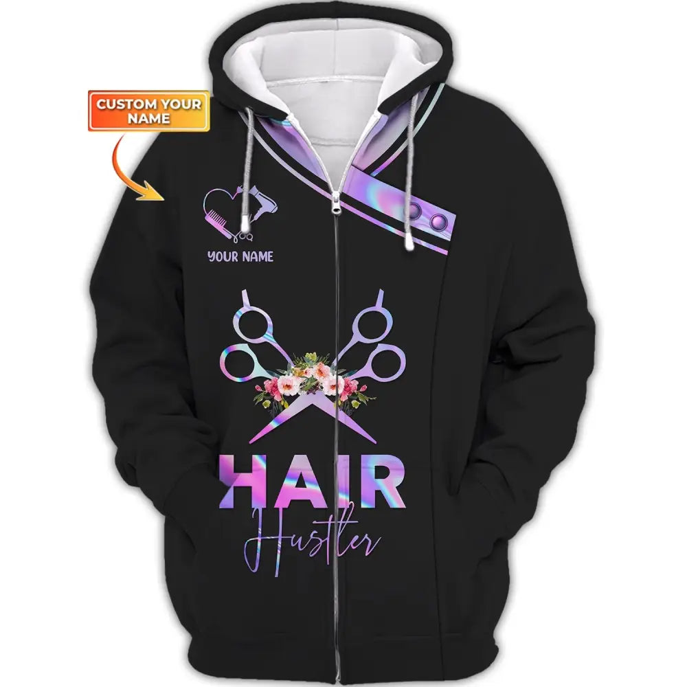 Women Shirt Hair Stylist Hairdresser Hoodie Sportwear Zipper / S T-Shirt