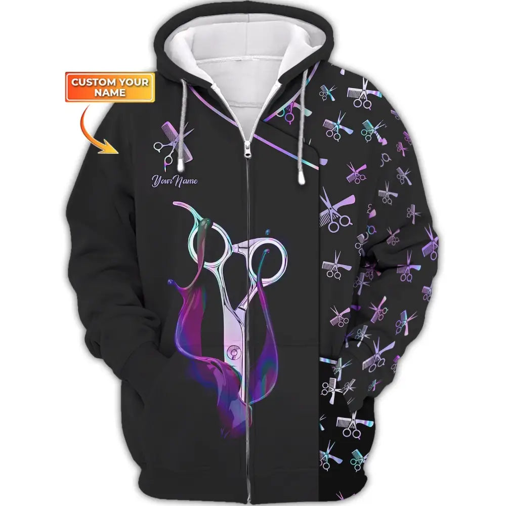 Women Shirt Hair Stylist Hairdresser Hoodie Sportwear Zipper / S T-Shirt