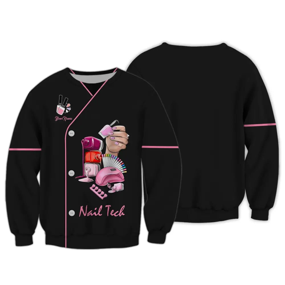Women Shirt Nail Technician Tech Hoodie Sportwear Long Sleeve / S T-Shirt