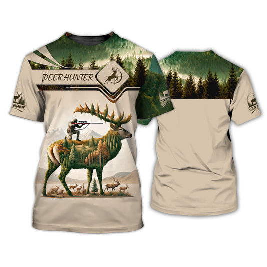 Unisex Shirt, Custom Name Deer Hunter Shirt, Deer Hunting Polo Long Sleeve, Animal Hunter T-Shirt