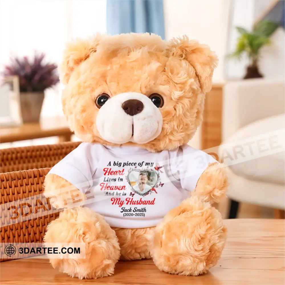 A Big Piece Of My Heart Lives In Heaven Bear Personalized Teddy Bear Shirt Beige / 9’’ / No Graduate Teddy Bear Shirt