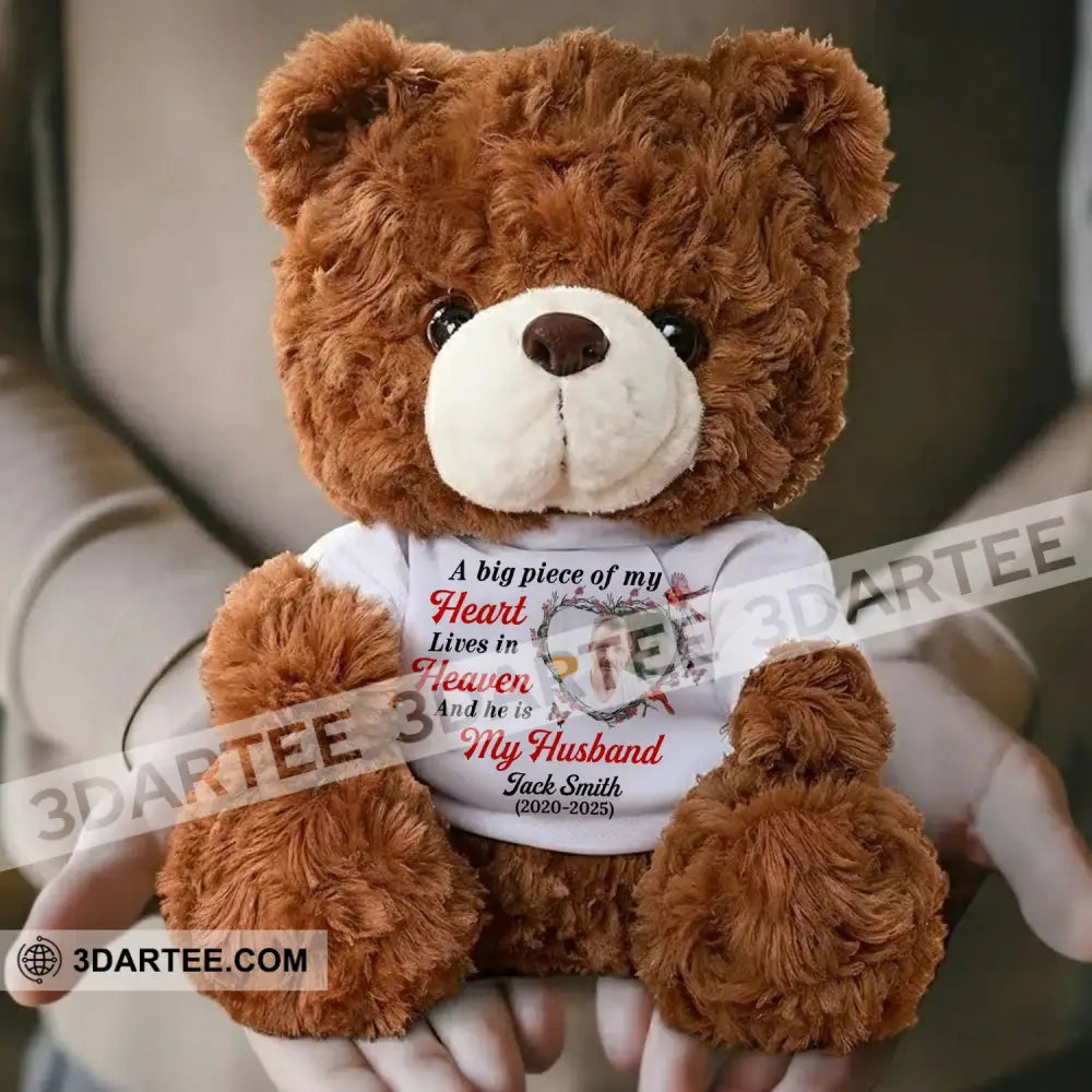 A Big Piece Of My Heart Lives In Heaven Bear Personalized Teddy Bear Shirt Brown / 9’’ / No Graduate Teddy Bear Shirt