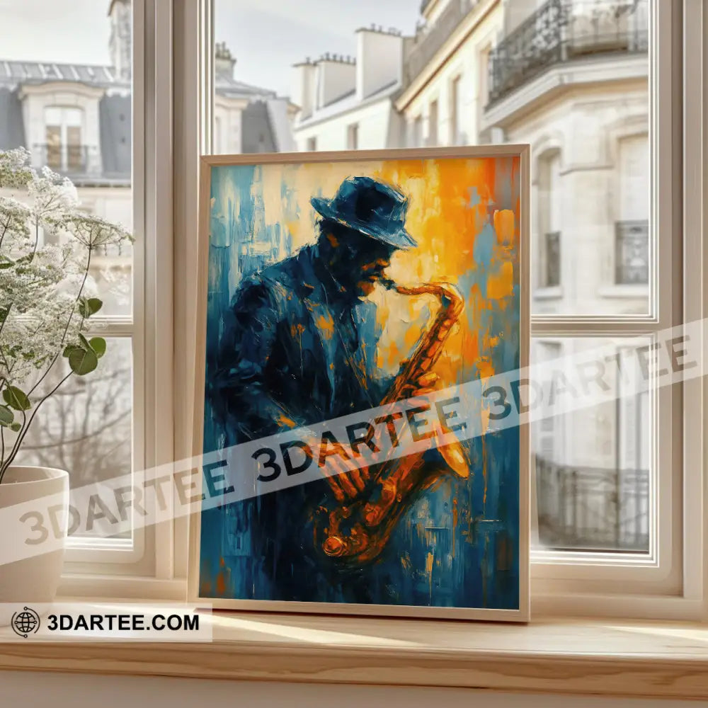 African Jazz Art Black Man Musician Saxophone Man Home Decor Gift Canvas Poster