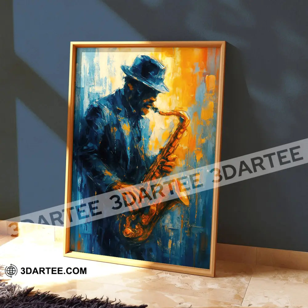 African Jazz Art Black Man Musician Saxophone Man Home Decor Gift Canvas Poster