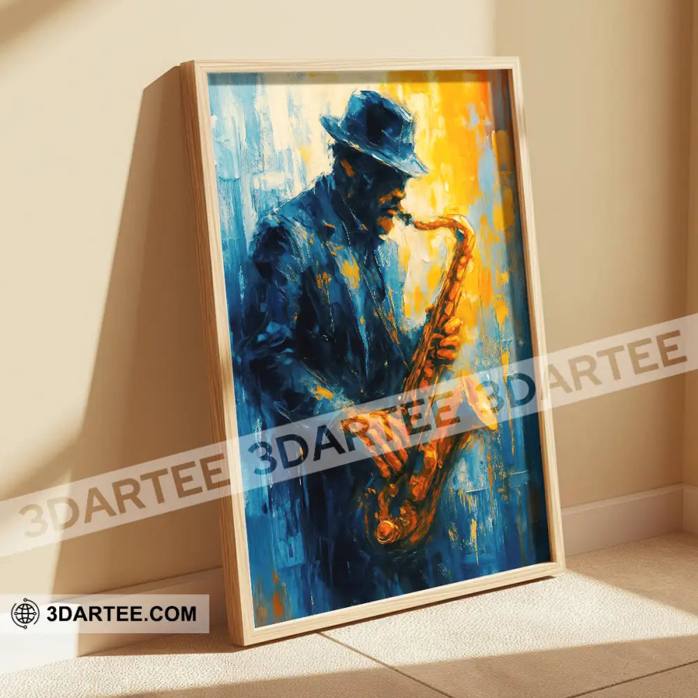 African Jazz Art Black Man Musician Saxophone Man Home Decor Gift Canvas Poster