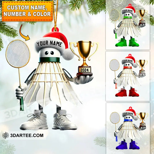 Badminton Champion Decor Christmas Ornament Personalized Ornament 3.54’’ / 1 Ornament Ornament