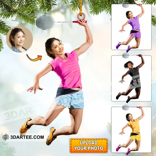 Badminton Player Christmas Home Decor Christmas Ornament Personalized Ornament 3.54’’ / 1 Ornament Ornament
