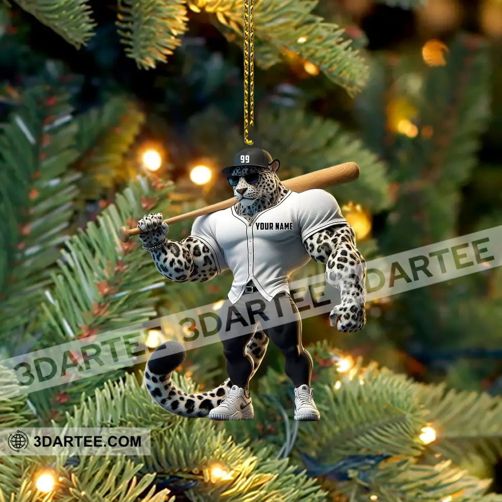 Baseball Leopard Christmas Ornament Personalized Ornament Ornament