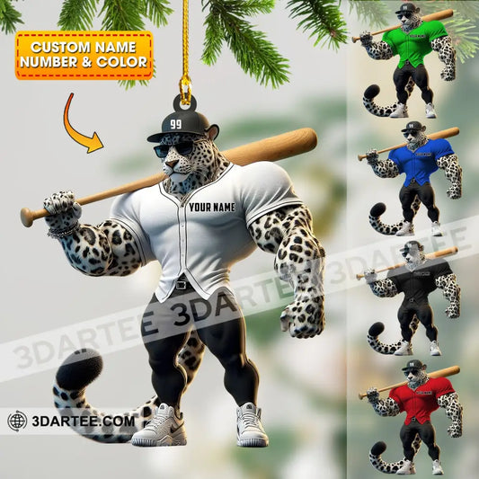 Baseball Leopard Christmas Ornament Personalized Ornament 3.54’’ / 1 Ornament Ornament